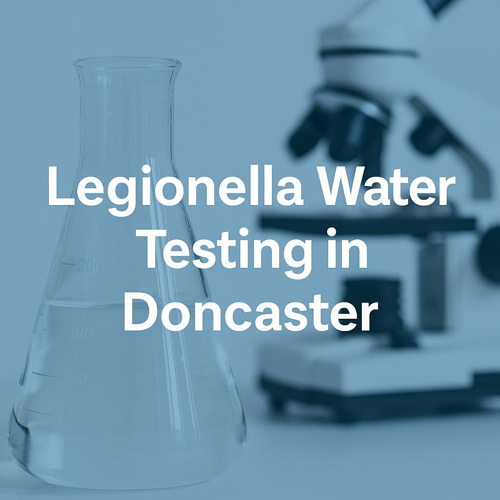 Glass flask and microscope representing Legionella water testing service in Doncaster