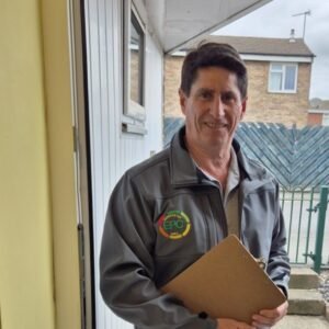 EPC assessor arriving at a Doncaster property Paul, EPC assessor in Doncaster, arriving at a home with clipboard
